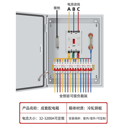 Exposed assembled electrical box, indoor electrical box, complete set of household switch box, strong current wiring box, thickened custom electrical control box, Hangzhou People's three-phase configuration 1