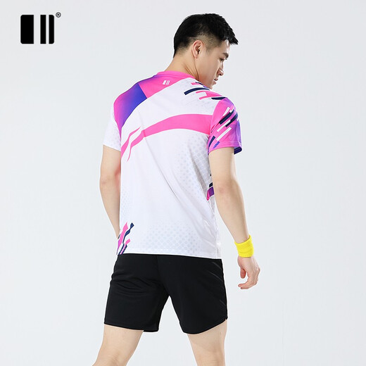 单双号春夏新款羽毛球服套装情侣款短袖运动服速干吸汗透气团队比赛服 男紫色套装C112165+12241 L