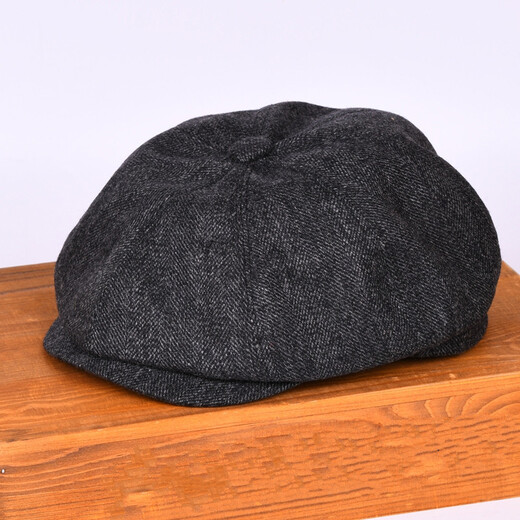 PEAVEY 羊毛八角帽男剃刀党英伦贝雷帽复古文艺报童帽时尚画家帽 深灰 XL(57-58cm)可调节