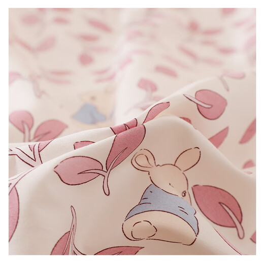 Linghan Xinjiang cotton bed sheet fabric, pure cotton twill fabric, Xinjiang long-staple cotton bed sheet quilt set, baby blanket, cartoon soft orchid leaf cute rabbit (half a meter price)