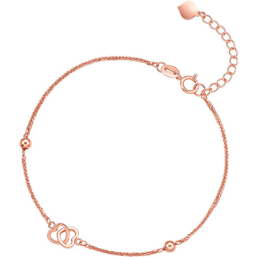 Saturday blessing 18K gold bracelet women's love double ring gold bracelet birthday gift KI077746 about 16+3cm