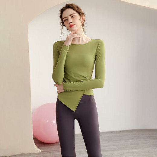 Sporn Yoga Suit Women's Long Sleeve Autumn and Winter Sexy Stretch Sports Suit Slim Fit Pilates Quick-Drying Fitness Suit Black Top + Bra + Pants M 98-105Jin Jin equals 0.5 kg