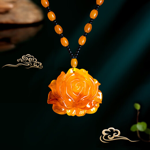 Ziweidai guaranteed official beeswax pendant old sweater chain amber long necklace chicken oil yellow ethnic style hanging large water drop