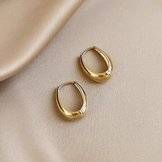 Xixuejian high-end gold pigment hoop earrings for women, retro Hong Kong style, simple temperament, water drop earrings, gift for wife, gold G233, a pair of gold geometric earrings