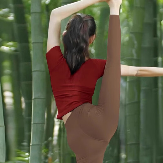 Shuangxiu Yoga Wear Long Sleeve Women's Pilates Advanced Fitness Suit Autumn and Winter Long Sleeve Sports Professional Training Anchor Red Anchor Red Long Sleeve Hot Sale L 110-120