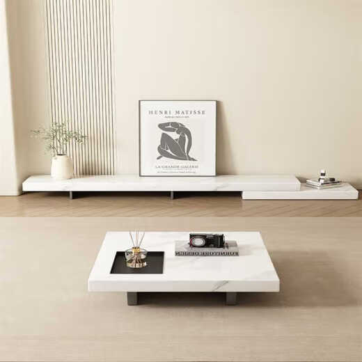 Di Liluo minimalist TV cabinet coffee table combination simple modern coffee table slate modern simple living room home Italian minimalist drop MM80*80*30cm coffee table remark color MM complete set