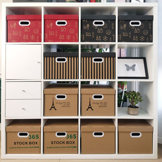 LOCKZI carton odorless carton storage box with lid book organizer storage box moving large kraft paper gift red doll 35*28*19 length, width and height