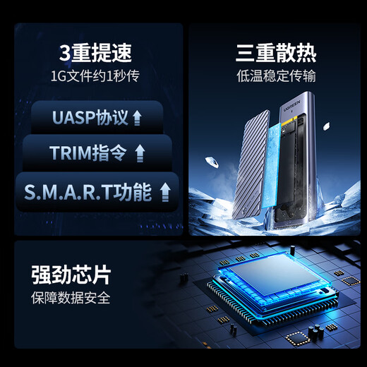 Greenlink M.2 NVMe/SATA dual protocol mobile hard drive box Type-C/USB3.2 external SSD solid state drive suitable for notebook Apple 17/Macmini external box