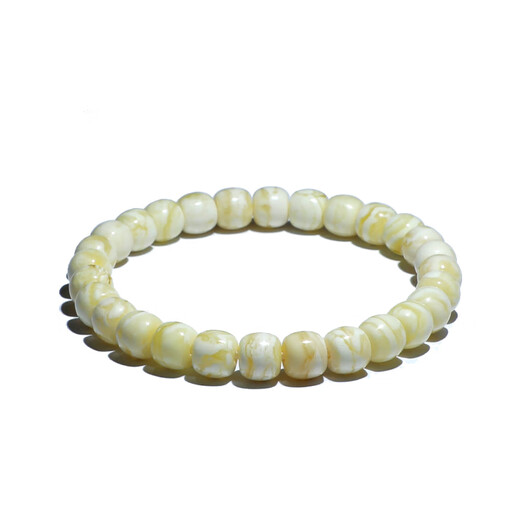 Zanghongge Russian material tiger skin pattern white flower beeswax bracelet pure handmade old-style barrel pearlescent bead play bracelet chain gift for men and women 9.0mm milky white flower wax BX-BLLXSC-155