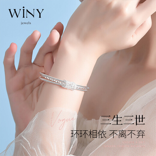 The only (Winy) Sansheng Sanshi silver bracelet for women, solid solid silver 999 silver bracelet jewelry for mother and girlfriend’s birthday, Mother’s Day 520 Valentine’s Day gift, high-end light luxury gift for mother and wife, silver bracelet, silver bracelet with certificate gift box 191g, smart love