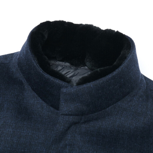 YOUNGOR Men's Coat Men's Single-breasted Five-Button Jacket Standard Edition Wool Blended Down Liner Shopping Store Same Style Dark Blue S 165/88A