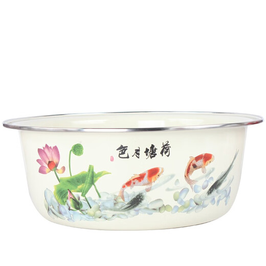 Oulijia enamel enamel basin and basin kneading basin old-fashioned enamel basin large hair basin flavor bucket kitchen sink 32cm lotus pond moonlight