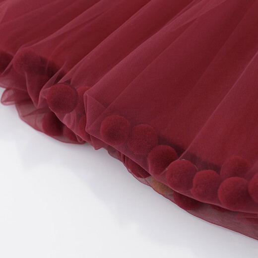 LUOBOBEIBEI Girls Winter Dress Red New Year Clothes Korean Style Versatile Skirt Christmas Clothes Pomegranate Red 140