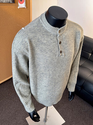 Idea Fan Leijun gray sweater large size Henry collar sweater men's lazy style inner base sweater jacket black black M recommended 95-115Jin Jin is equal to 0.5 kg