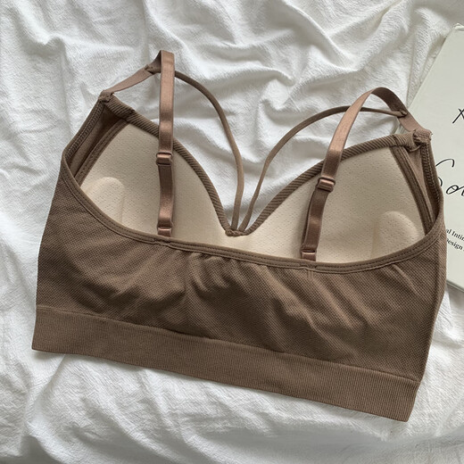 Ji Yafuxia's new Korean style slim cross camisole bottoming outer wear all-in-one cup bra tube top beautiful back top for women black one size