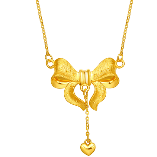 Saturday Fortune Gold Necklace Women's Bow Pure Gold Pendant Birthday Gift Price A0612627 Approximately 5.11g40+5cm