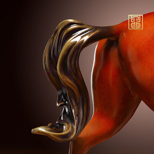 Rongfu Bronze Horse Ornament Living Room Office Lucky Horse Successful Zodiac Art Sculpture Moving to New Home Opening Gift Galloping Horse-Mingcha Brown Gift Box