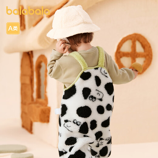 Balabala Children's Suit Boys Winter Clothes Girls Cotton Clothes Baby Overalls Two-piece Set Plus Velvet White Black - Dalmatian Style - 00319 100