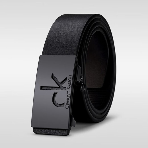 CK belt men's genuine leather cowhide toothless automatic buckle groom wedding trousers belt 2025 new style black CK 110cm