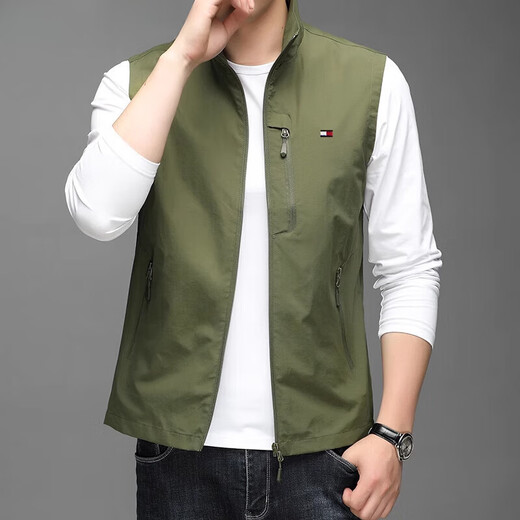 
TOMMYBULL American Tommy Tommy Men's Autumn and Winter Jacket Vest Outdoor Versatile Casual Sleeveless Vest Standing Collar Vest Blue 686 XL [Suggested Weight 145-160 Jin [Jin equals 0.5 kg]]