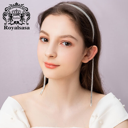 Royal sasa royal salsa headband tassel headband for women all-match rhinestone headband headband back hanging forest style super fairy hairpin hair accessories silver