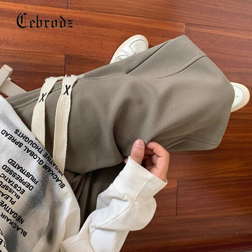 Cebrodz France casual pants men's autumn and winter new men's pants plus velvet sweatpants leggings long pants loose men's sweatpants black L