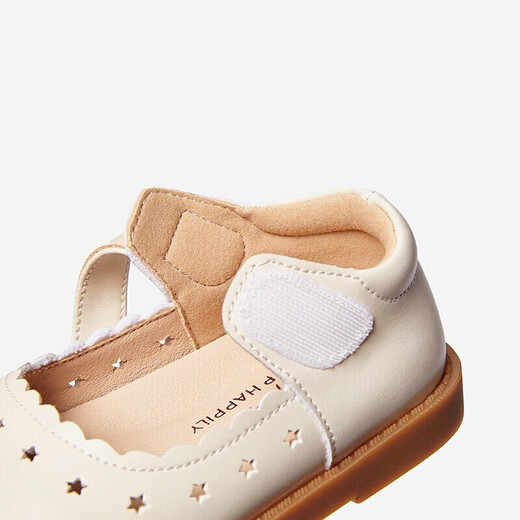 Snuffy children's shoes spring and autumn children's leather shoes girls hollow princess shoes baby simple and comfortable soft-soled shoes cream white 25