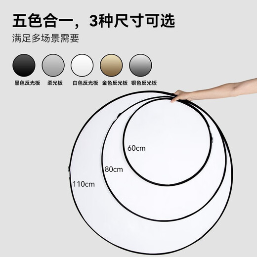 SmallRig five-in-one reflector photography 60/80/110cm round foldable portable outdoor photo soft light board live shooting portrait fill-in light board light-blocking visor accessories 110cm five-in-one reflector double handle