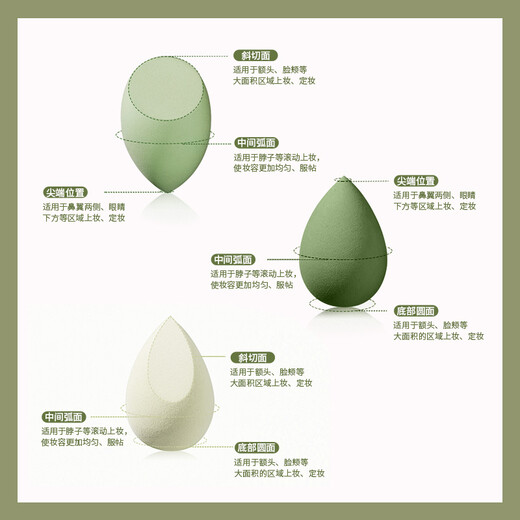 UPLUS avocado green beauty egg makeup egg non-eating powder makeup puff 4 pieces classic style
