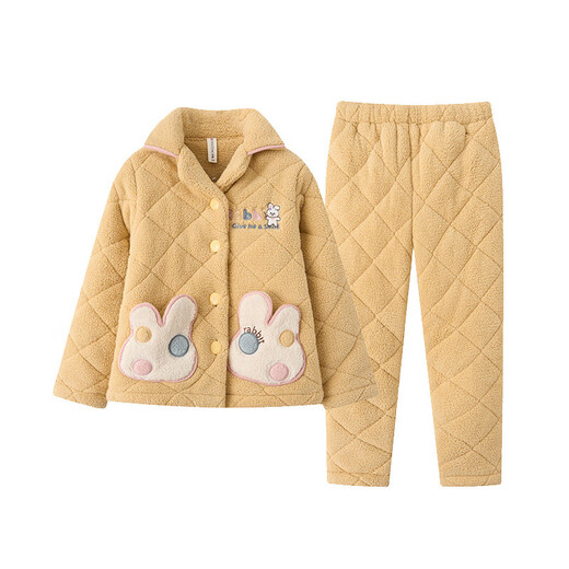 Fenton children's pajamas anti-static quilted parent-child 250g autumn and winter lapel warm velvet girls home clothes Q9J2470328