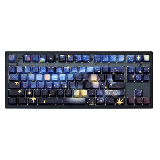 Fu Ling mk870 Van Gogh Starry Sky Side Engraving Wired Bluetooth Wireless Mechanical Keyboard Customized Office E-Sports Game Silent Single Mode Obsidian Starry Sky Side Engraving TTC Quick Silver Axis FPS Game Recommendation 87 Keys