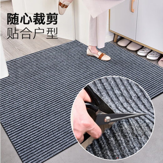 Fuju home entrance floor mat entrance door mat non-slip foot mat door water-absorbent dust-proof floor home stair mat commercial carpet 80*120cm gray stripe