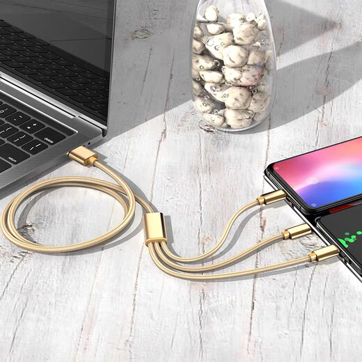 Diku 20W one-to-three multi-function fast charging data cable three-in-one charging cable mobile phone Apple Android type-c portable car suitable for Huawei Xiaomi multi-function power cable Apple/Type-c/Android three-in-one piano black