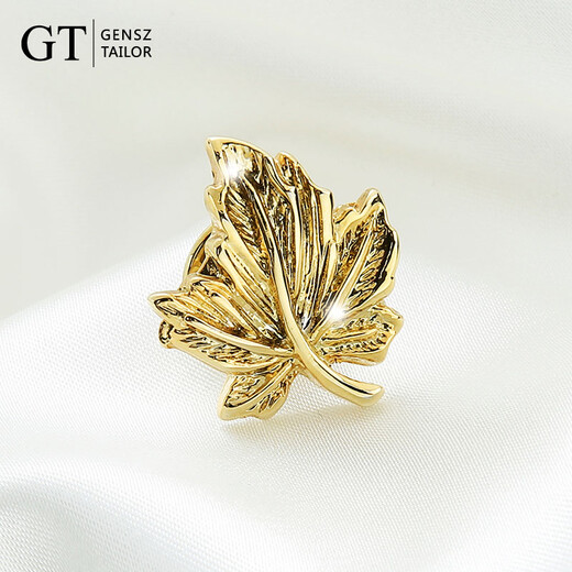 Shencheng GT Shencheng Fashionable Retro Maple Leaf Brooch Men's Business Suit Corsage Personalized Versatile Suit Decoration Lapel Pin Gold