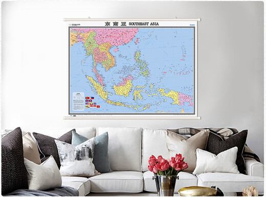 东南亚地图挂图地区地图1.2米x0.9米泰国缅甸马来西亚印度尼西亚菲律宾文莱老挝越南柬埔寨