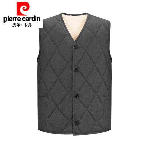 Pierre Cardin winter wool vest men's fur one-piece vest vest for dad middle-aged thickened warm vest MJ01 dark gray XL 175 recommended 135-150Jin Jin equals 0.5 kg
