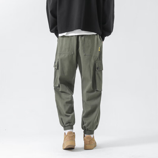 Dingfengbaoluo overalls men's spring and summer leggings loose trendy brand casual trousers men FK6603 military green 2XL