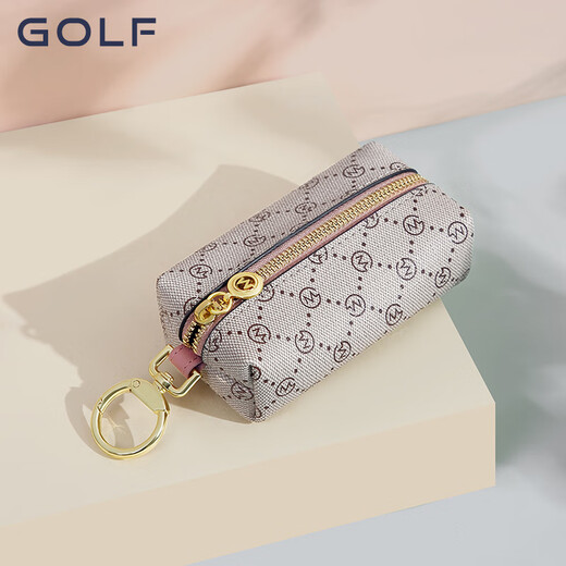 高尔夫（GOLF）钥匙包女时尚印花多功能汽车钥匙扣零钱包汽车锁匙扣礼盒装送女友 烟粉杏色