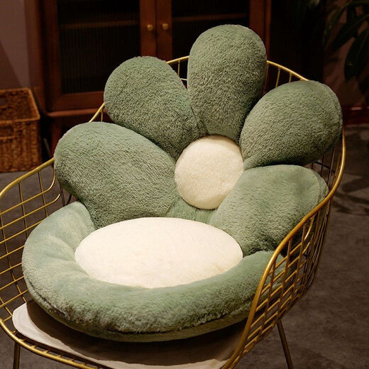 Feather pocket flower cushion butt cushion office sedentary chair cushion backrest all-in-one student dormitory floor butt cushion green flower anti-rabbit plush 50*50cm non-slip and comfortable