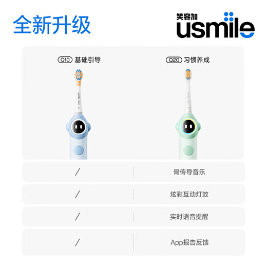 usmile笑容加儿童电动牙刷 数字牙刷 Q20缤纷绿 适用3-15岁 学生礼物 生日礼物 儿童礼物 六一父亲节礼物