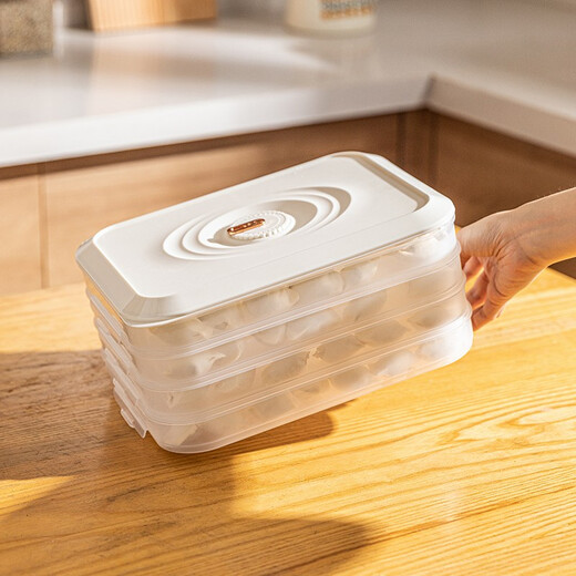 Modern Housewife Dumpling Storage Box Home Dumplings and Wonton Crisper Box Refrigerator Quick Freezer Box Food Grade Freezer Box Dumpling Box White - Can Hold 120 Dumplings 2 Layers Specifications See Figure 2 for details