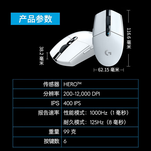 罗技（G）G304无线鼠标 游戏电竞鼠标 中小手鼠标便携轻量化 英雄联盟cs2吃鸡无畏契约送男友生日礼物 G304无线游戏鼠标-黑色