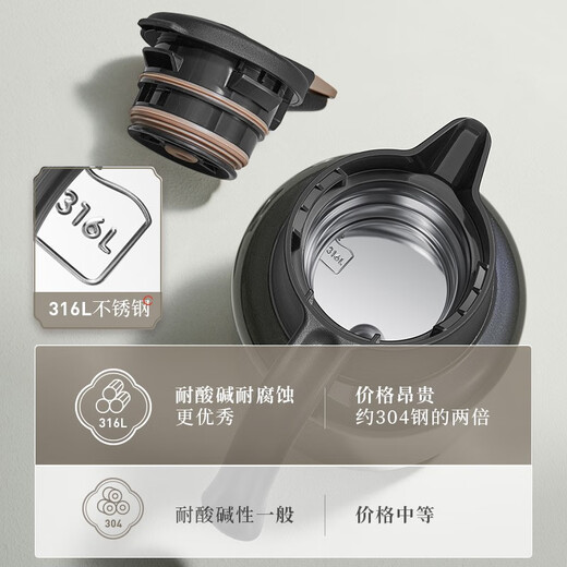 SUPOR thermal kettle 316 stainless steel tea kettle household thermos large capacity stew tea kettle thermal kettle stuffy warm kettle Tanquan Blue-1L with tea warehouse stew kettle