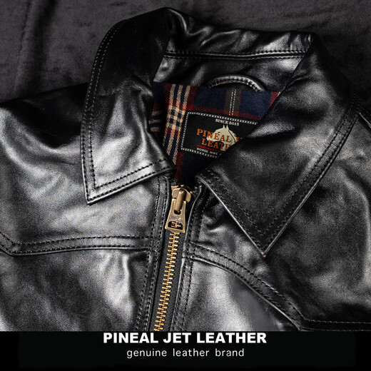 New men's classic casual simple Ami khaki retro new lapel horsehide leather jacket brown tea core black 10XL M135Jin Jin equal to 0.5 kg or less