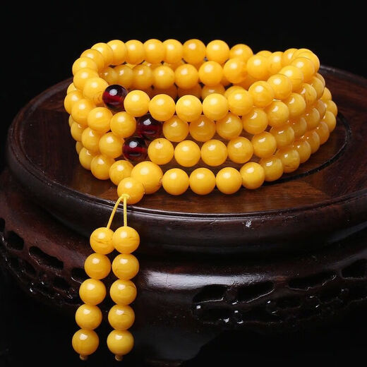 Wenying natural chicken fat yellow old beeswax bracelet 108 beads men's amber bracelet women's pendant necklace jewelry beeswax bracelet 6mm 108 beads