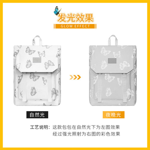 Mr.ACE Homme mochila casual estudiante femenina mochila escolar luminosa mariposa mochila mochil
