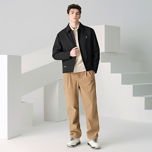 Dances with Wolves Goose Down Liner Black Gold Graphene Lapel Thickened Textured Men's Jacket 001 Black 175