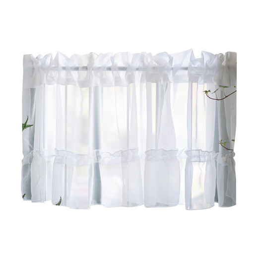 Xiong Jiujiu small window chiffon gauze bay window curtain white gauze curtain short curtain bedroom study partition cabinet curtain short block curtain white chiffon lace short curtain tile 200cm wide * 70 high