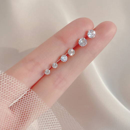 Miaozhan six-piece set of zircon earrings, small and exquisite, cold style earrings, ins trendy style, 520 gift for girlfriend, zircon 6-piece set