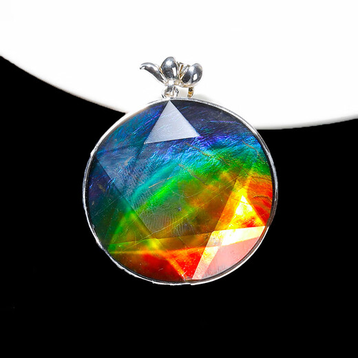 DRJEFUN Canadian natural colored stone pendant S925 silver edge Li Juming colorful snail lucky gem yellow Ming